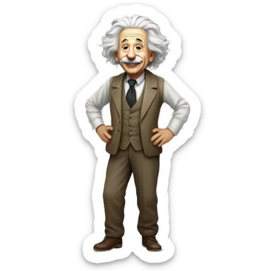 a jovial looking albert Einstein full body  sticker
