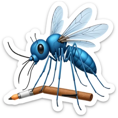 mosquito azul fumando un cigarro sticker