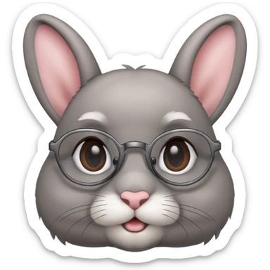 Bunny bust with eyeglasses sticker