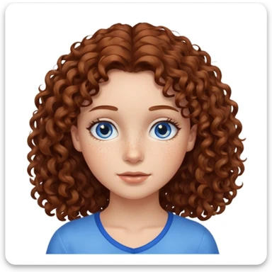girl with brown curly hair and freckles sticker