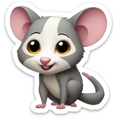 A possum emoji facing sideways showing its body and tail sticker