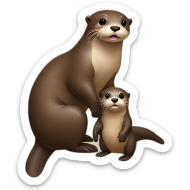 Otter with baby  sticker