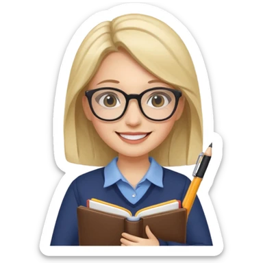 A true woman who is interested in dermatology, wearing glasses and holding notebooks and pens sticker