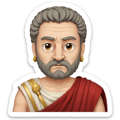 evil ancient greek king with toga ugly big nose moody sticker