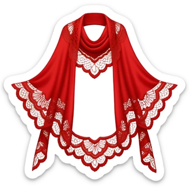 A simple red lace shawl with a delicate design sticker