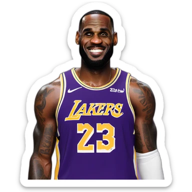 Lebron james with lakers shirt sticker