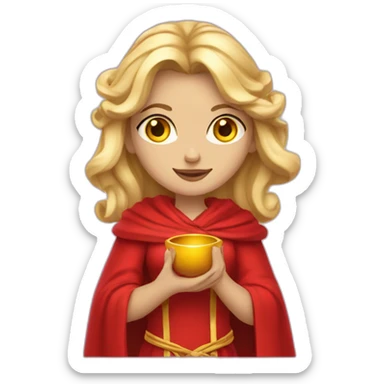 blonde-purple-eyed-goddess-in-red-goddess-robe sticker