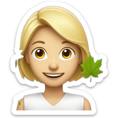 Smiling woman with WooW Canada leaf sticker