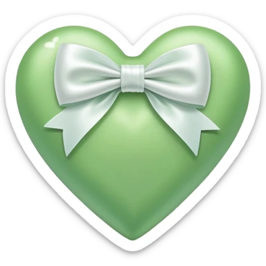 Light green heart with white bow sticker
