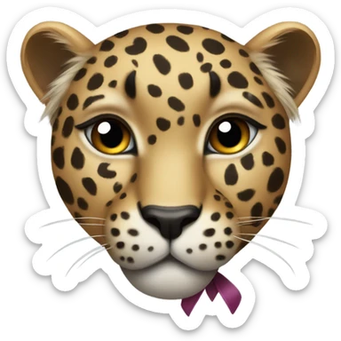 Leopard with a bow  sticker