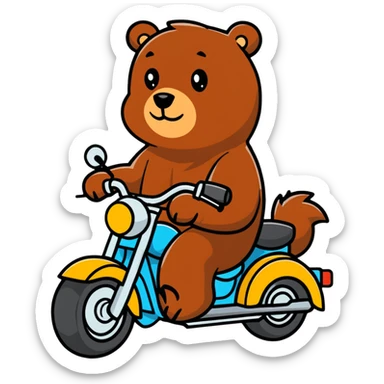 Oso grizzly en una moto  sticker