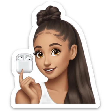 Ariana grande with airpod max vibing at the music sticker