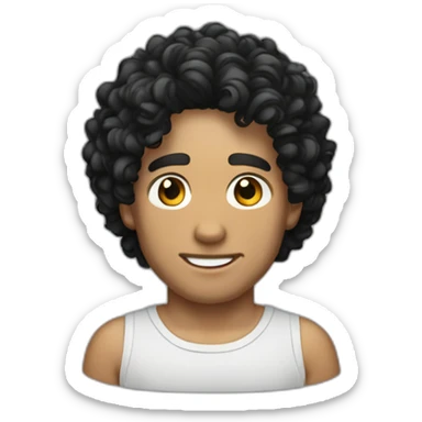 man informal cloth tanned black curly hair black eyes sticker