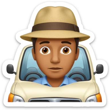 homme créole réunionnais  avec chapeau embouteillage route  sticker