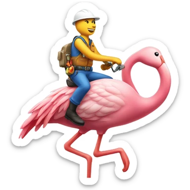 hvac technician riding a flamingo sticker