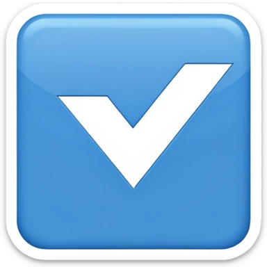 A blue square with a white cartoony checkmark in the middle. The image should be 2d sticker