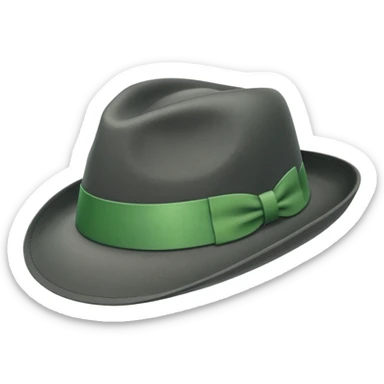 a fedora emoji with a green band, tilted to the right sticker