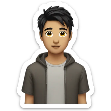 Teenboy with medium Short black hair sticker
