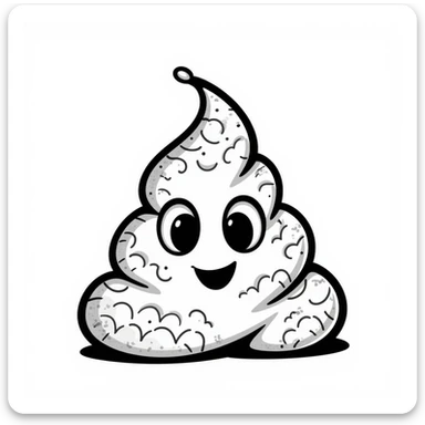 poop emoji with white snake skin pattern sticker