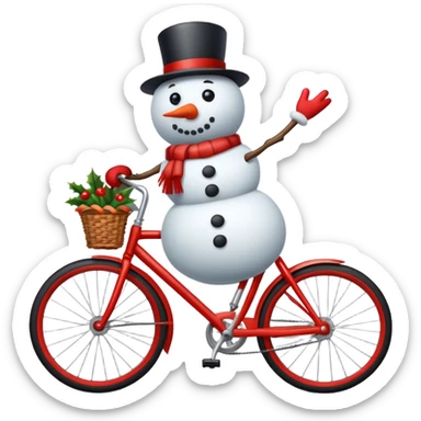 a snowman on a bicycle sticker