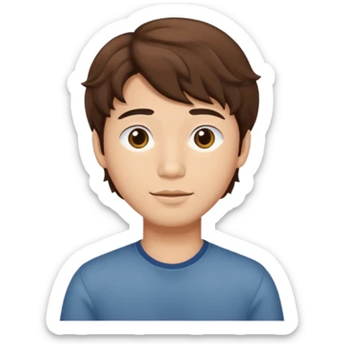 asian young man with wavy brown hair sticker