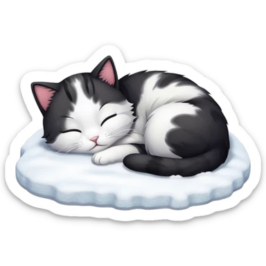 Cat sleeping in winter sticker