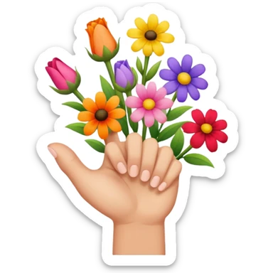 💐 and middle fingers remove the person more flowers, middle fingers only with non metallic hands  sticker