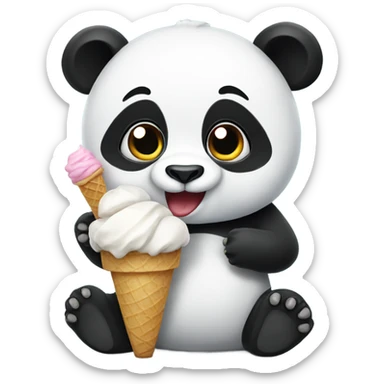 Panda eating ice cream sticker