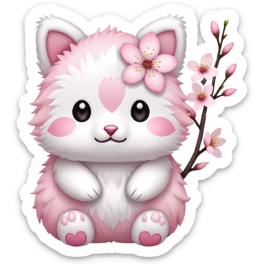 Cute Pastel pink and white Cherry Blossom Sakura Animal sticker