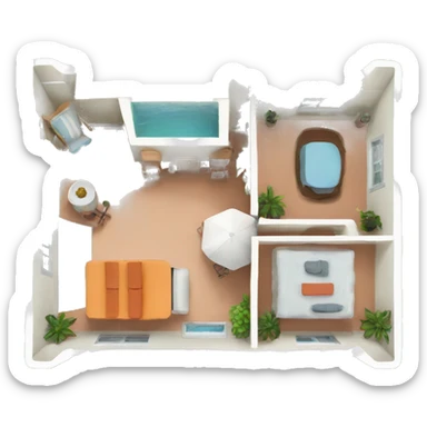 a drone top down shot of an airbnb appartement sticker