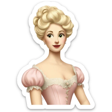 vintage rococo white and blonde woman in a light pink gown  sticker
