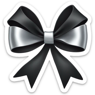 black bow with a silver heart bow in the center sticker