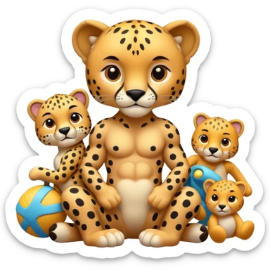 cheetah with a body and toys sticker