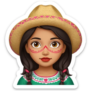mexican cute girl painted face sticker