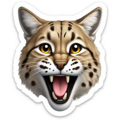 Bobcat licking its lips sticker