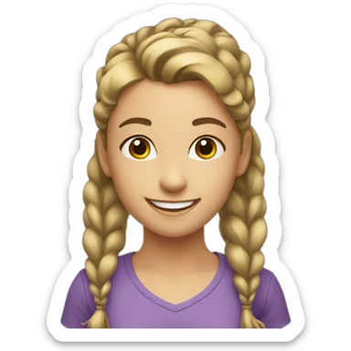 A smiling girl with a ponytail sticker