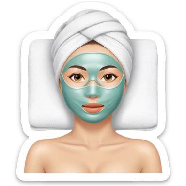 Lady with face mask spa beauty full face relaxing sticker