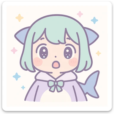 Sameko Saba, a vtuber character, looking startled, kawaii style sticker