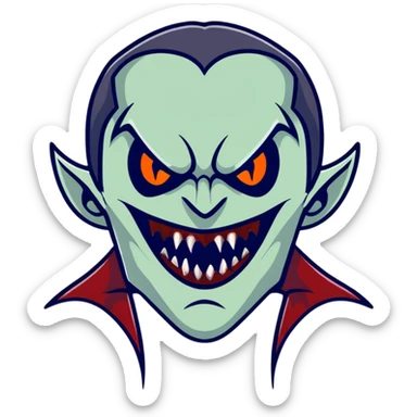 Scary vampire with long bloody fangs sticker
