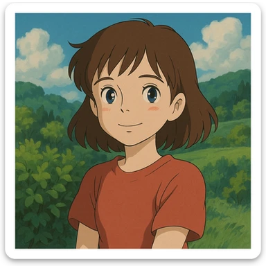 anime girl, ghibli style sticker