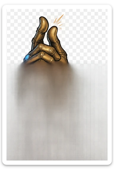 Thanos' gauntlet doing a finger snap, detailed metallic texture, glowing gems, Marvel style, no background sticker