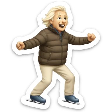 Old man with blond hair at a ski resort dancing sticker