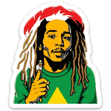 Erstell mir Bob Marley mit deinen Joint sticker