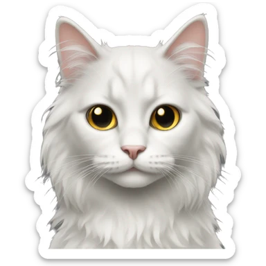 black cat domestic long-haired with white spot sticker