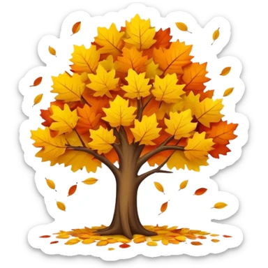autumn tree with leaves falling  sticker