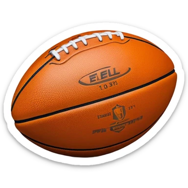 Cinematic Realistic image of an AFL ball with a rugged, textured leather surface and vibrant markings, rendered in rich detail with subtle signs of wear, set against a dynamic sports backdrop under energetic lighting sticker