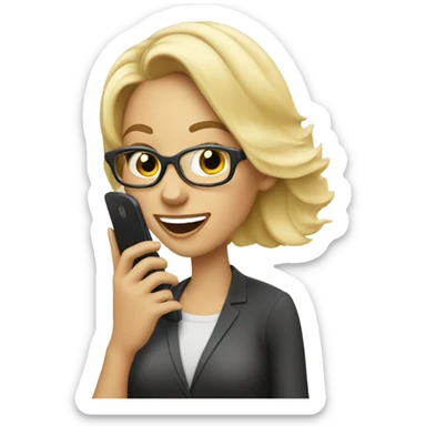 Beautiful Blonde woman wearing glasses calling on cell phone sticker