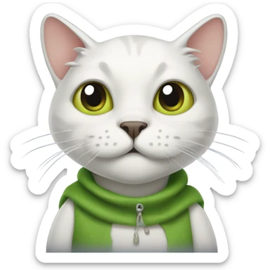 Cat with grey beard and frog leg as a ear sticker