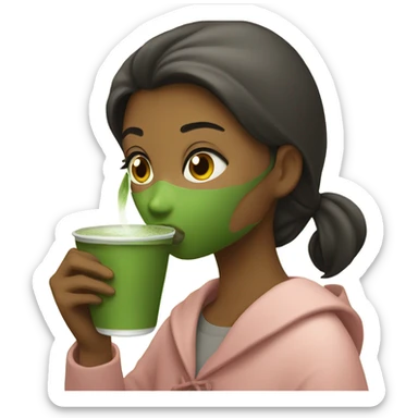 Girl drinking macha tea  sticker