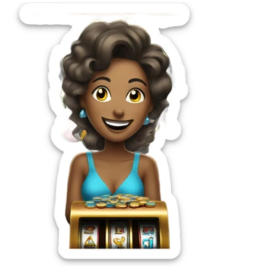 Lady winning at a slot machine  sticker